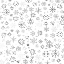 Baumwolle 100% weihnachtliches Muster mit grauen Schneeflocken auf weißem Hintergrund  