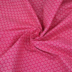 Baumwolle 100% Blümchen weiß auf amaranthfarbenem Hintergrund  