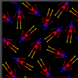 Jersey Stoff Digitaldruck bunte Skelette auf schwarz  