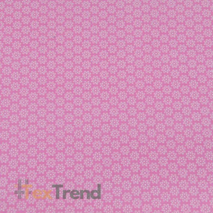Baumwolle 100% Blümchen weiß auf rosa Hintergrund  