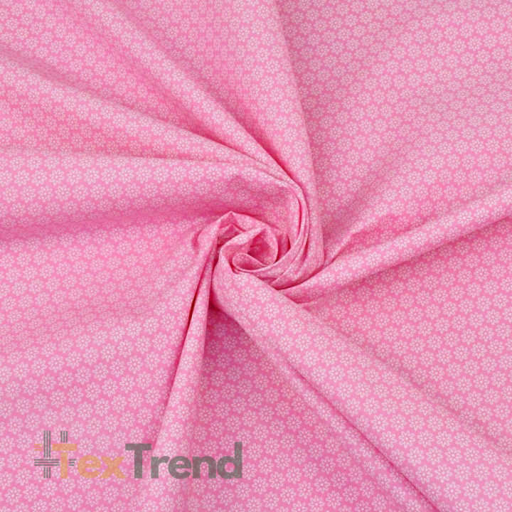 Baumwolle 100% Blümchen weiß auf rosa Hintergrund  