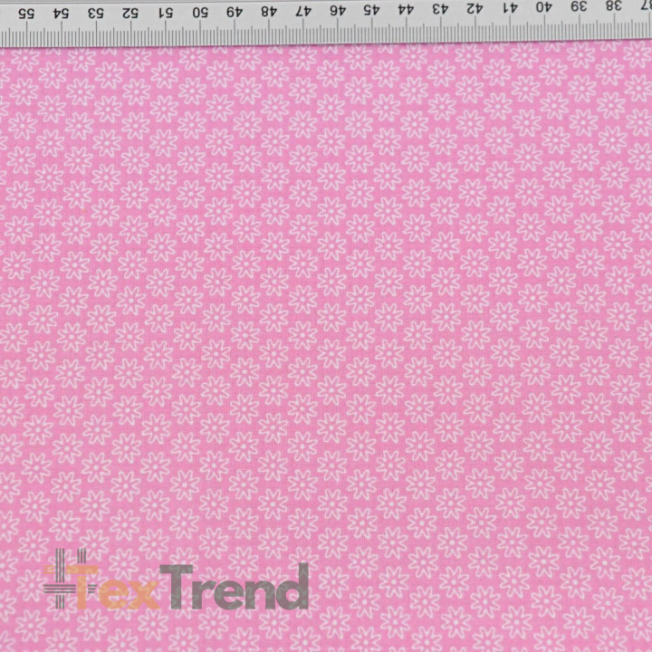 Baumwolle 100% Blümchen weiß auf rosa Hintergrund  