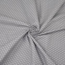 Baumwolle 100% Blümchen weiß auf grauem Hintergrund  