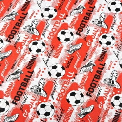 Baumwolle 100% Fußball auf rotem Hintergrund  