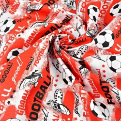 Baumwolle 100% Fußball auf rotem Hintergrund  