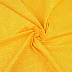 Baumwolle 100% Blümchen weiß auf dunkelgelbem Hintergrund  