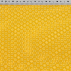 Baumwolle 100% Blümchen weiß auf dunkelgelbem Hintergrund  
