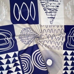 Baumwolle 100% Muster Patchwork blau-weiß-grau  