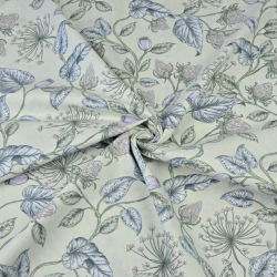 Baumwolle 100% Fenchelblumen mit pastellfarbenen Blättern auf hellgrünem Hintergrund  