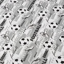 100% Baumwolle Fußball auf grauem Hintergrund  