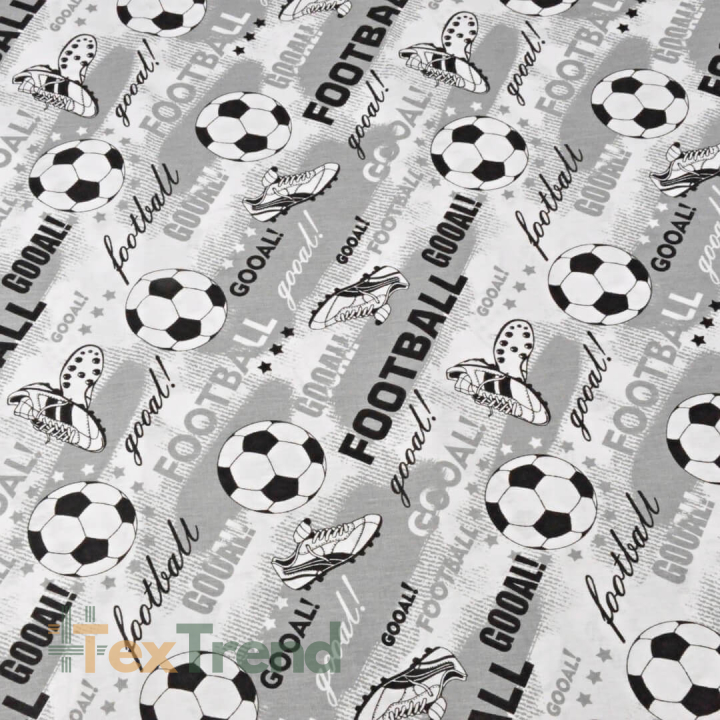100% Baumwolle Fußball auf grauem Hintergrund  