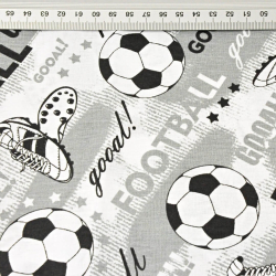 100% Baumwolle Fußball auf grauem Hintergrund  