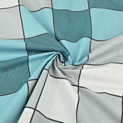 Baumwolle 100% 3D Karomuster türkis-grau  