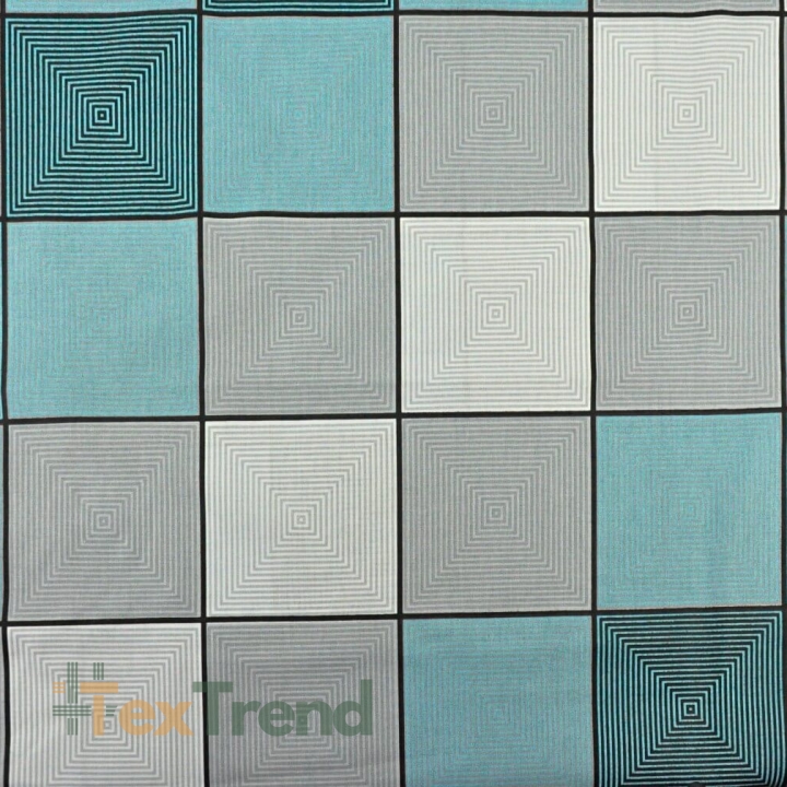 Baumwolle 100% 3D Karomuster türkis-grau  