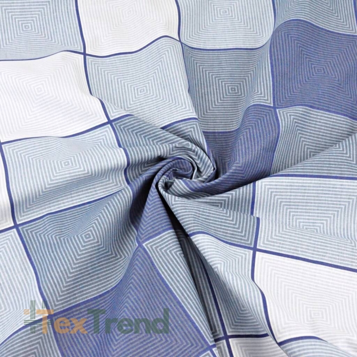 Baumwolle 100% 3D Karomuster blau-grau  