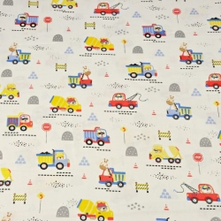 Baumwolle 100% Bau-Bären auf ecrufarbenem Hintergrund  