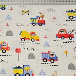 Baumwolle 100% Bau-Bären auf ecrufarbenem Hintergrund  