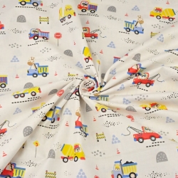 Baumwolle 100% Bau-Bären auf ecrufarbenem Hintergrund  