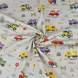 Baumwolle 100% Bau-Bären auf hellgrauem Hintergrund  