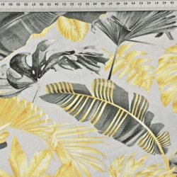 Baumwolle 100% goldene grafitblätter auf grauem Hintergrund  