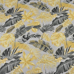 Baumwolle 100% goldene grafitblätter auf grauem Hintergrund  