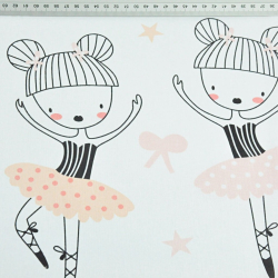 Baumwolle 100% große Balletttänzerinnen in apricot-schwarz mit Monden auf weißem Hintergrund  