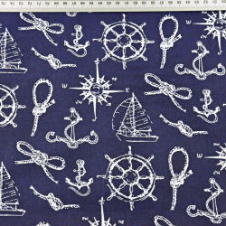 Baumwolle 100% maritimen weiße Muster auf dunkelblauem Hintergrund  