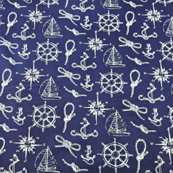 Baumwolle 100% maritimen weiße Muster auf dunkelblauem Hintergrund  