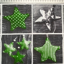 Baumwolle 100% Weihnachtsmuster Patchwork grüne Sterne auf grauem Holz  