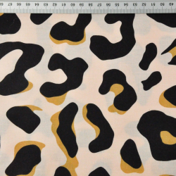Baumwolle 100% Leopardenmuster braun-schwarz auf aprikosenfarbenem Hintergrund  