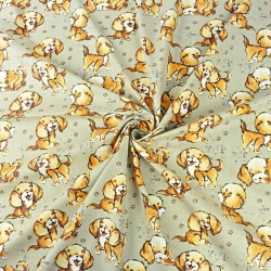 Baumwolle 100% beige Hunde auf beigem Hintergrund  