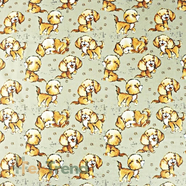 Baumwolle 100% beige Hunde auf beigem Hintergrund  