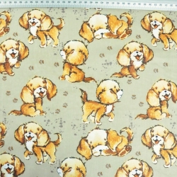 Baumwolle 100% beige Hunde auf beigem Hintergrund  
