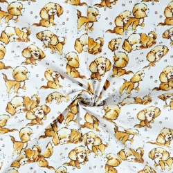 Baumwolle 100% beige Hunde auf weißem Hintergrund  