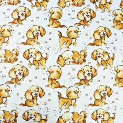 Baumwolle 100% beige Hunde auf weißem Hintergrund  