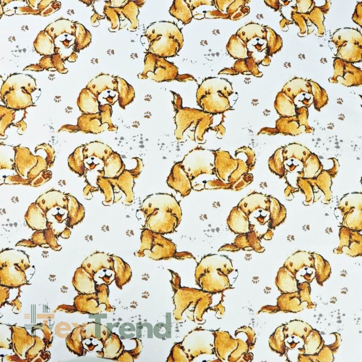 Baumwolle 100% beige Hunde auf weißem Hintergrund  