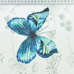 Baumwolle 100% Schmetterlinge in saphir-grau auf gebrochenem Weiß  