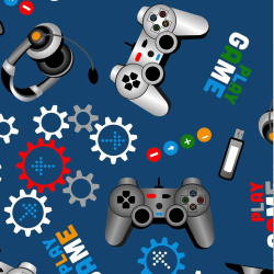 Baumwolle 100% Computerspiele auf blauem Hintergrund  