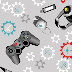 Baumwolle 100% Computerspiele auf grauem Hintergrund  