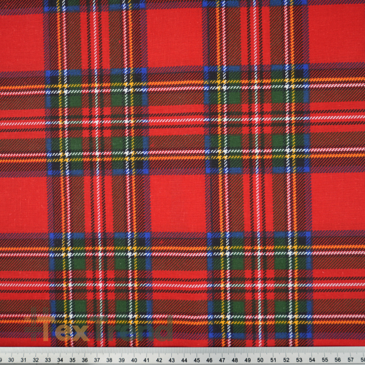 Baumwolle 100% schottisches Weihnachtsmuster rot-blau  