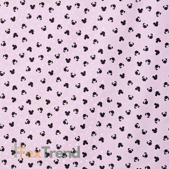 Baumwolle 100% MIKI kleine schwarze auf rosa Hintergrund  