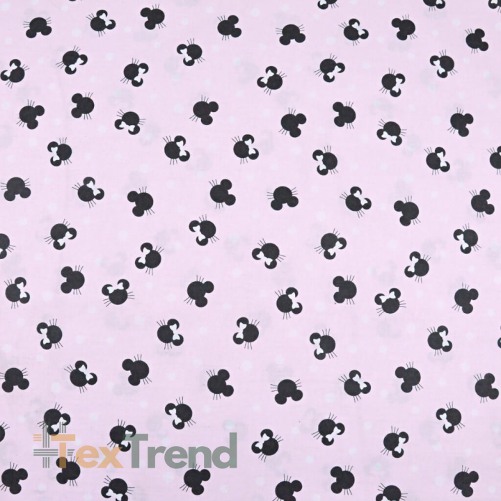 Baumwolle 100% MIKI kleine schwarze auf rosa Hintergrund  