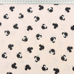 Baumwolle 100% MIKI kleine schwarze auf aprikosenfarbenem Hintergrund