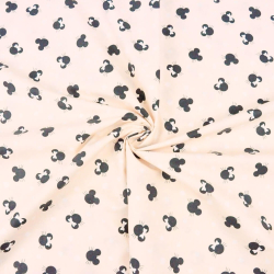 Baumwolle 100% MIKI kleine schwarze auf aprikosenfarbenem Hintergrund