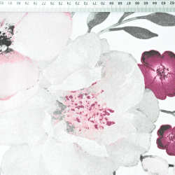 Baumwolle 100% große Apfelblüten rosa-grau auf weißem Hintergrund - 220cm  