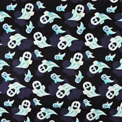 Jersey-Stoff Digitaldruck - Gespenster auf dunkelblauem Hintergrund  