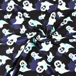 Jersey-Stoff Digitaldruck - Gespenster auf dunkelblauem Hintergrund  