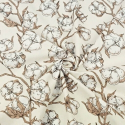 Baumwolle 100% Baumwollknospen auf ecrufarbenem Hintergrund  