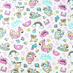 Baumwolle 100% Faultiere im Aloha-Urlaub auf weißem Hintergrund  