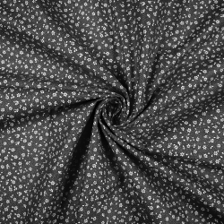 Baumwolle 100% MINI Wiese mit Punkten weiß auf schwarzem Hintergrund  